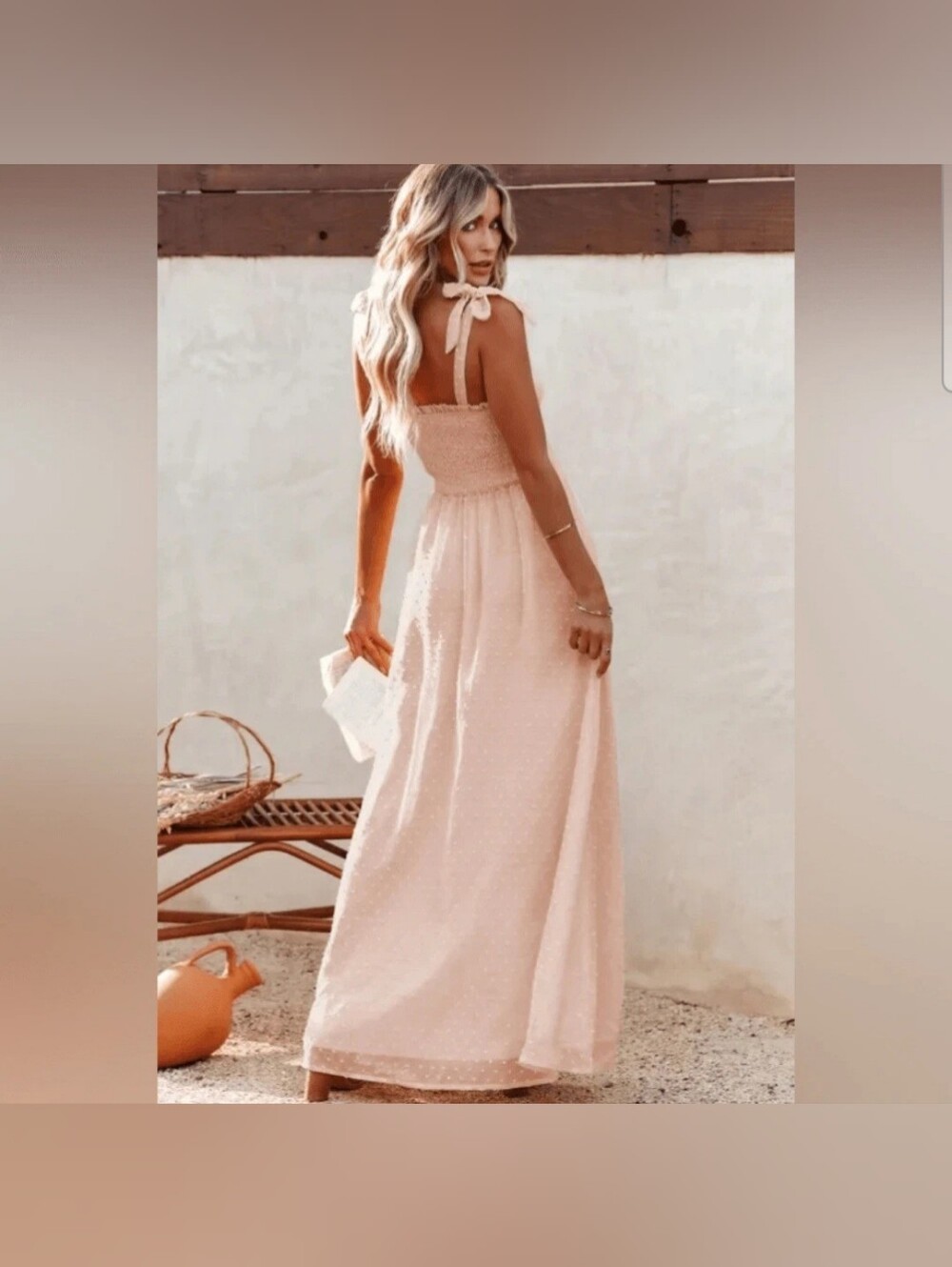 Sleeveless Smocked Maxi Dress With Side Split - Picture 2 of 7